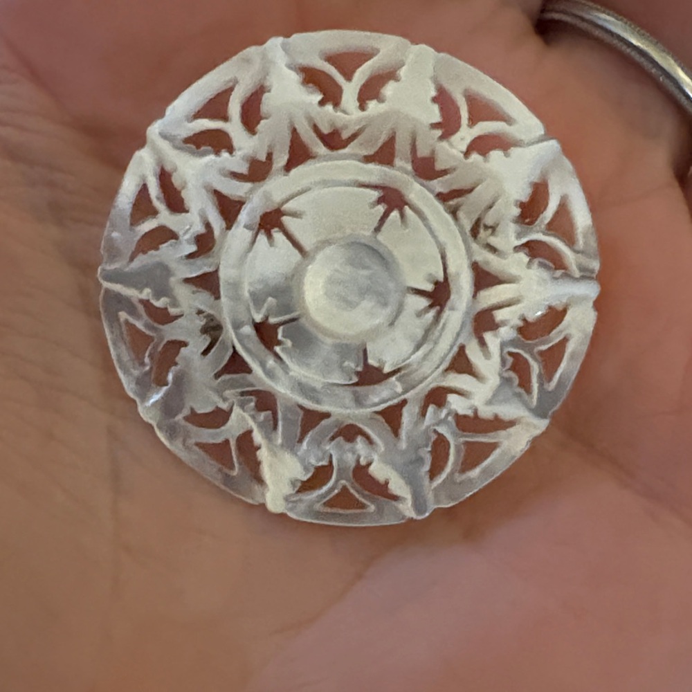 Elegant mother of pearl hand carved vintage brooch